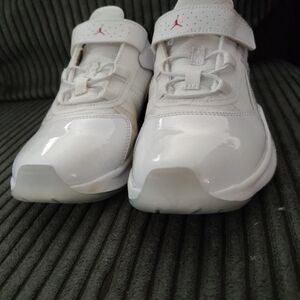 Jordan White Glossy Sneakers with Chunky Silhouette